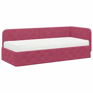 vidaXL Stūra gultas rāmis Vīna sarkans 80 x 200 cm Samts