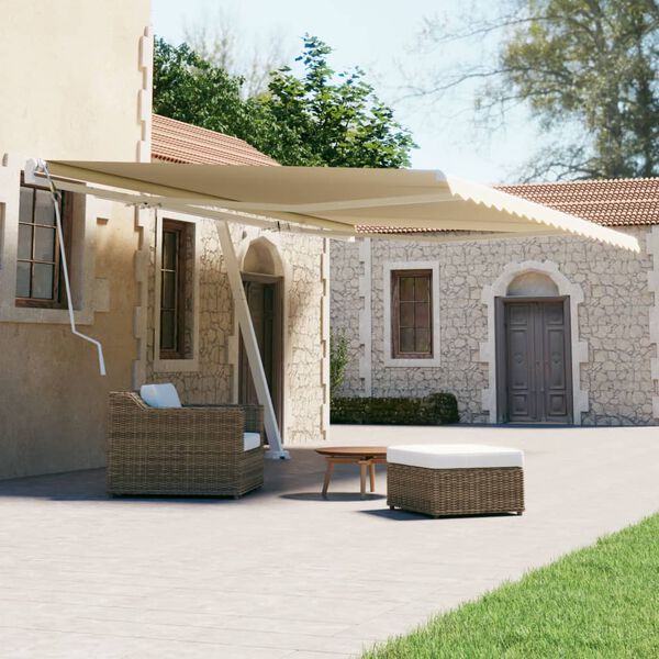 vidaXL izvelkama markīze ar kātu, 500x300 cm, manuāla, krēmkrāsas