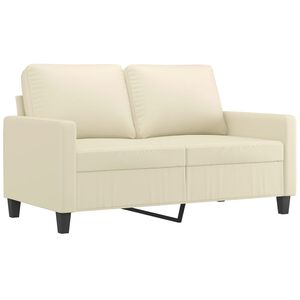 vidaXL divvietīgs dīvāns, krēmkrāsas, 120 cm, mākslīgā āda