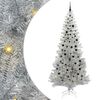 vidaXL Ziemassvētku eglīte su 300 LED ar statīvu Sudraba 240 cm PET