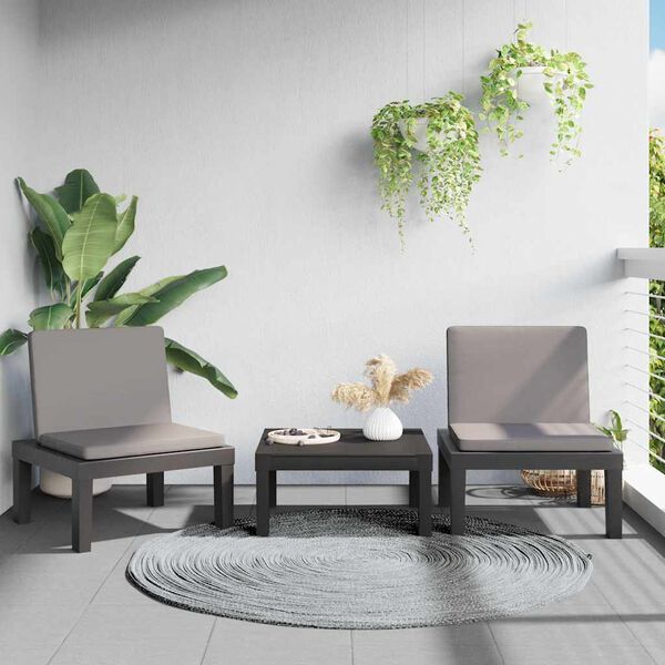 vidaXL sauļo&scaron;anās zvilnis ar matraci, antracītpelēks, PP