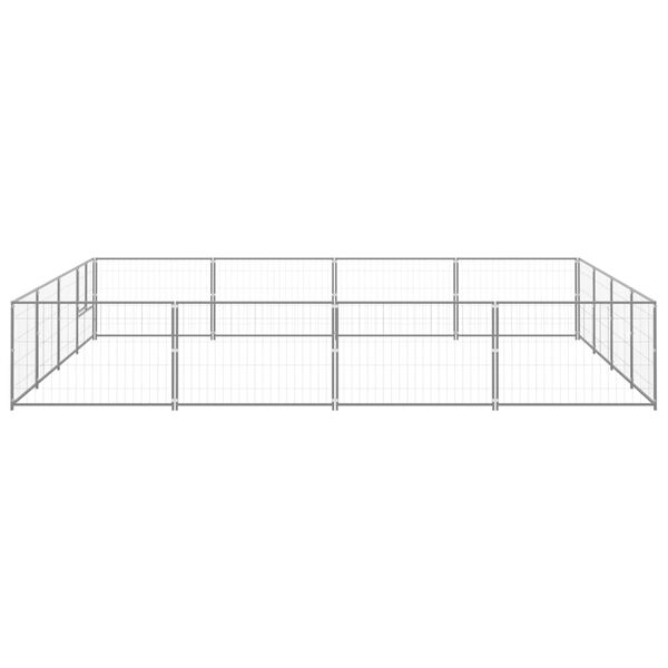 vidaXL suņu voljērs, sudraba krāsa, 16 m&sup2;, tērauds