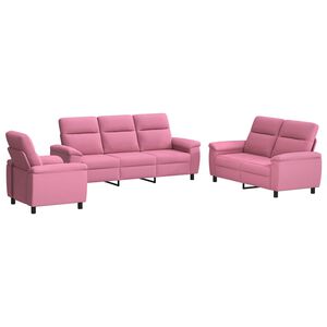 vidaXL Dīvānu komplekts 3 pcs Rozā Audums
