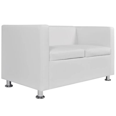 vidaXL dīvānu komplekts, balta mākslīgā āda