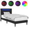 vidaXL Gultas rāmis ar LED sloksnēm Melns 90 x 190 cm Mākslīgā āda
