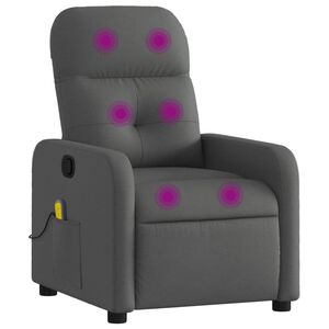 vidaXL masāžas krēsls, atgāžams, tum&scaron;i pelēks audums