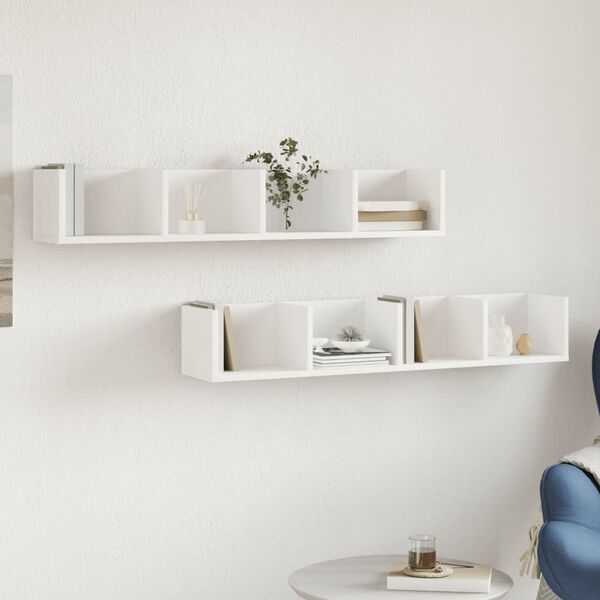 vidaXL sienas skapī&scaron;i, 2 gab., balti, 99x18x16,5 cm, inženierijas koks