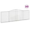 vidaXL arkveida gabiona grozi, 9 gb., 400x30x120/140cm, cinkota dzelzs