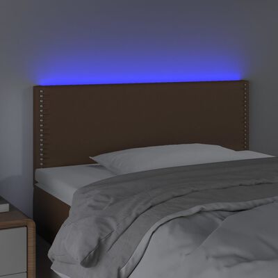 vidaXL gultas galvgalis ar LED, 80x5x78/88 cm, brūna mākslīgā āda