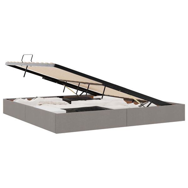 vidaXL Glabā&scaron;anas gulta ar matraci Pelēkbrūna 200 x 200 cm audums