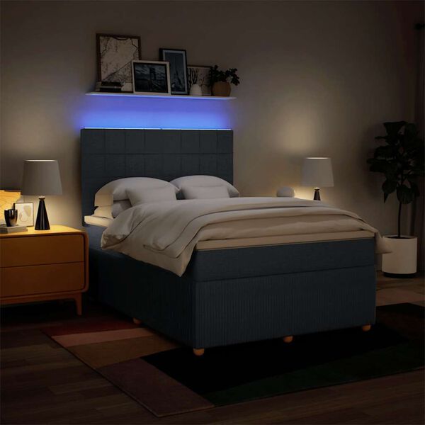 vidaXL atsperu gulta ar matraci, zils, 140x200 cm, audums