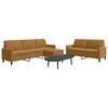 vidaXL trīsdaļīgs dīvānu komplekts ar spilveniem, brūns samts