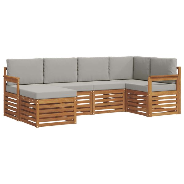 vidaXL Dīvāna komplekti ar spilvenu 6 pcs Dabīgs un gai&scaron;i pelēks