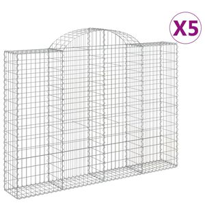 vidaXL arkveida gabiona grozi, 5 gb., 200x30x140/160cm, cinkota dzelzs