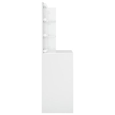 vidaXL spoguļgaldiņš ar LED, spīdīgi balts, 74,5x40x141 cm