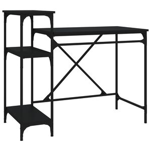 vidaXL rakstāmgalds ar plauktiem, melns,105x50x90cm, inženierijas koks