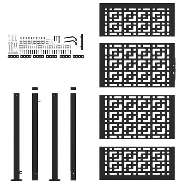 vidaXL dārza vārti, melni, 100x175 cm, tērauds, krusta dizains