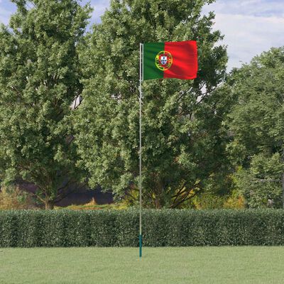 vidaXL Portugāles karogs un masts, 5,55 m, alumīnijs
