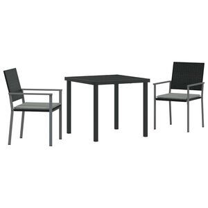 vidaXL Dārza ēdamgalds 5 pcs Melns un gai&scaron;i pelēks PE ratan