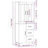 vidaXL augstais skapis, pelēks, 69,5x34x180 cm, inženierijas koks