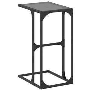 vidaXL galdiņ&scaron; ar melnu stikla virsmu, 40x30x61,5 cm, tērauds