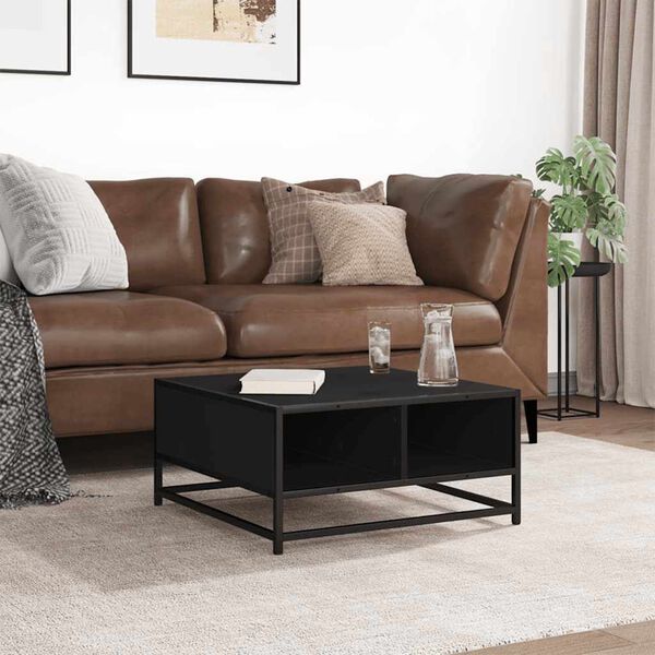 vidaXL kafijas galdiņš, 60,5x60,5x30 cm, inženierijas koks, metāls