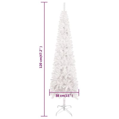 vidaXL izgaismota Ziemassvētku egle ar rotājumiem, balta, 120 cm, PVC