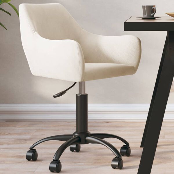 vidaXL grozāms virtuves krēsls, krēmkrāsas samts