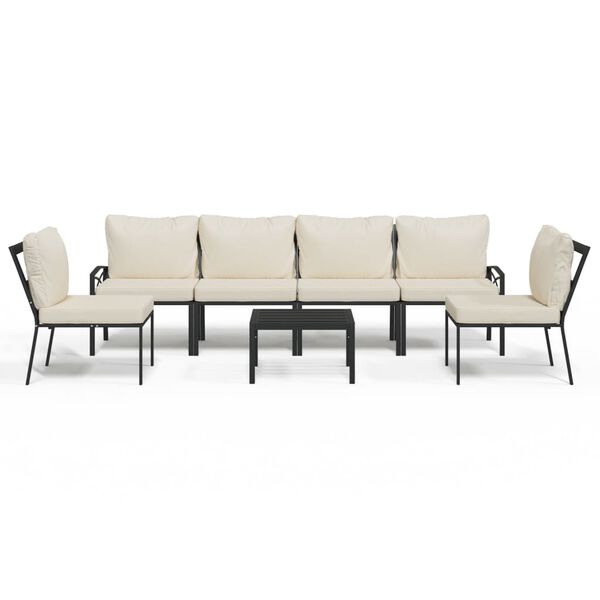 vidaXL 7-daļīgs dārza atpūtas mēbeļu komplekts ar matračiem, tērauds