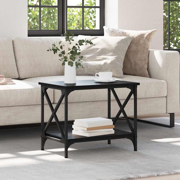 vidaXL Sānu galds Melns ozolkoks 55 x 38 x 45 cm Inženierijas koks