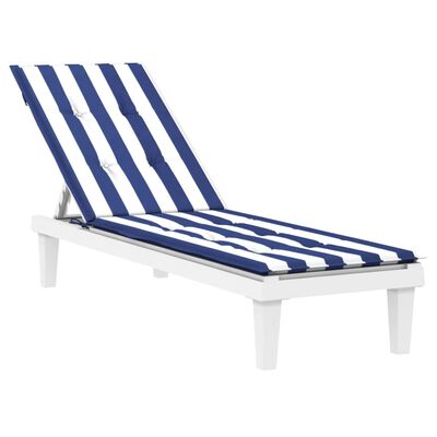 vidaXL sauļošanās krēsla matracis, zilas un baltas svītras, audums