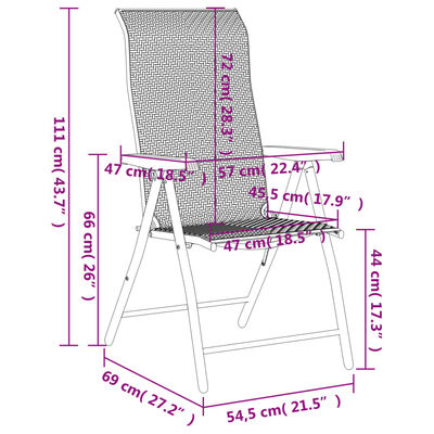 vidaXL saliekami dārza krēsli, 2. gab., pelēka PE rotangpalma