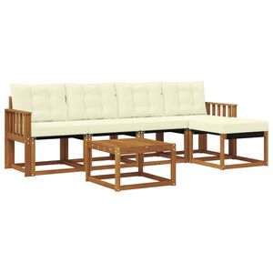 vidaXL Āra dīvānu komplekts ar spilvenu 6 pcs Dabisks un krējuma