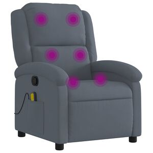 vidaXL masāžas krēsls, atgāžams, tum&scaron;i pelēks samts