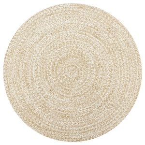 vidaXL paklājs, 90 cm, roku darbs, džuta, balts un dabīgs