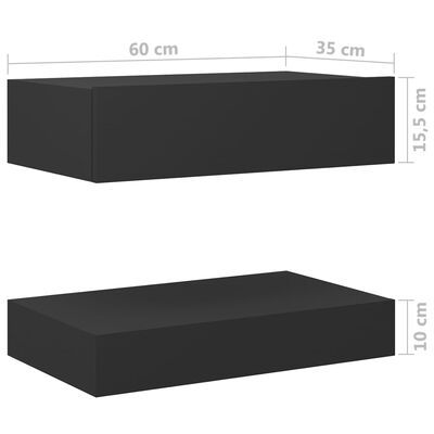 vidaXL naktsskapīši, 2 gab., 60x35 cm, pelēki, skaidu plāksne