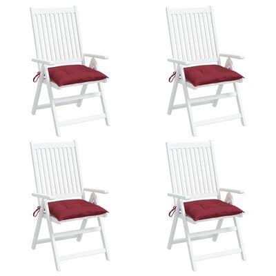 vidaXL dārza krēslu spilveni, 4 gab., vīnsarkani, 50x50x7 cm, audums