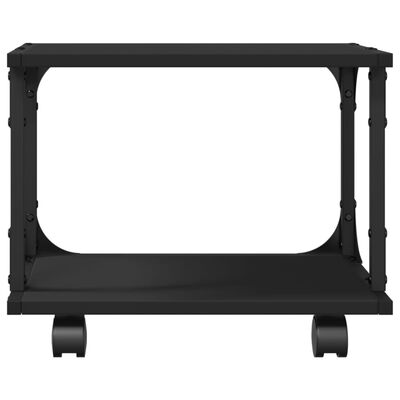 vidaXL printera statīvs, 2 līmeņi, melns, 41x28x33,5 cm, koks