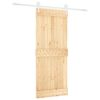 vidaXL Slīdo&scaron;ās durvis Dabisks un balts 85 x 210 cm Cieta priedes koks