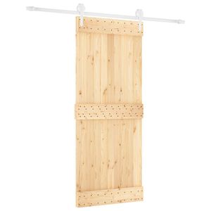 vidaXL Slīdo&scaron;ās durvis Dabisks un balts 85 x 210 cm Cieta priedes koks