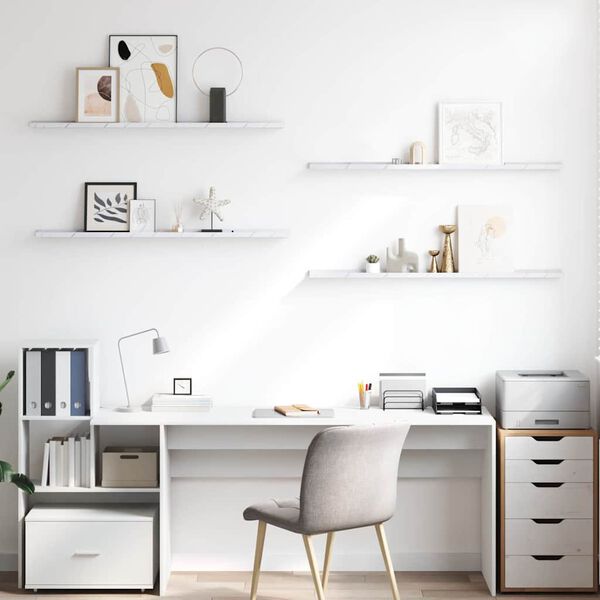 vidaXL Sienas plaukts ar plauktu 4 pcs Balts marmors 115 x 9 x 3 cm