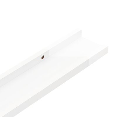 vidaXL sienas plaukti, 2 gab., spīdīgi balti, 100x9x3 cm