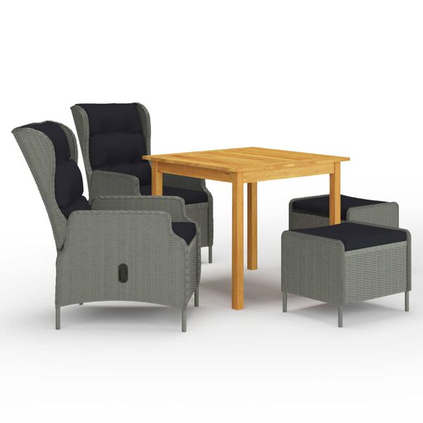 vidaXL 5-daļīgs dārza mēbeļu komplekts, gaiši pelēks