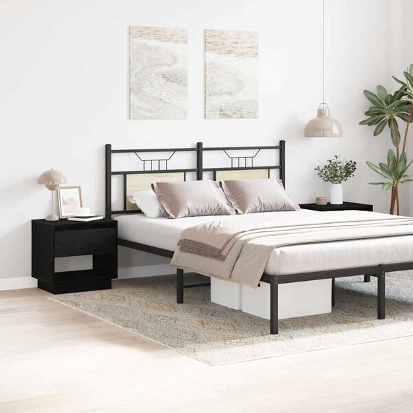 vidaXL Naktsskapis ar atvilktni 2 pcs Melns ozolkoks 45 x 34 x 44 cm