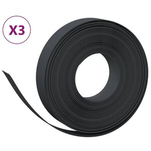 vidaXL dārza apmales, 3 gab., 10 m, 10 cm, polietilēns, melnas
