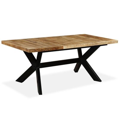 vidaXL virtuves galds, 180 cm, mango masīvkoks un tērauda kājas