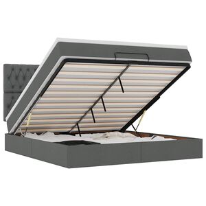 vidaXL Osmaņu gultas rāmis ar matrača tum&scaron;i pelēks 160x200 cm audums