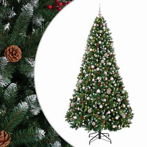 vidaXL Mākslīgā Ziemassvētku egle, zaļa, ar bumbām 180 cm 300 LED