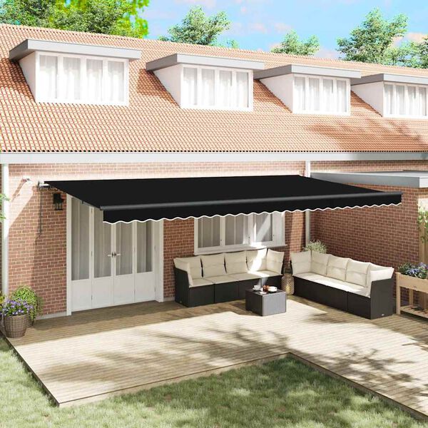 vidaXL Pārsega audums ar Melna 600 &times; 300 cm Poliesters