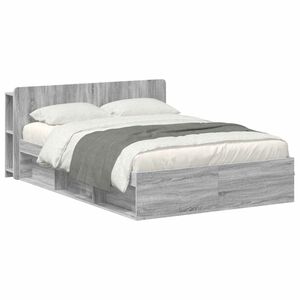 vidaXL Gultas rāmis ar uzglabā&scaron;anu Pelēks Sonoma 140 x 190 cm